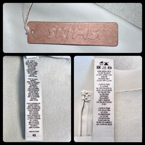 NWT-SKIMS Raw Cut Bodysuit Faux Leather- 4X Oyster - Picture 5 of 13